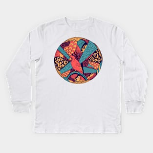 Retro Triad Circle of The Northern Cardinal Kids Long Sleeve T-Shirt